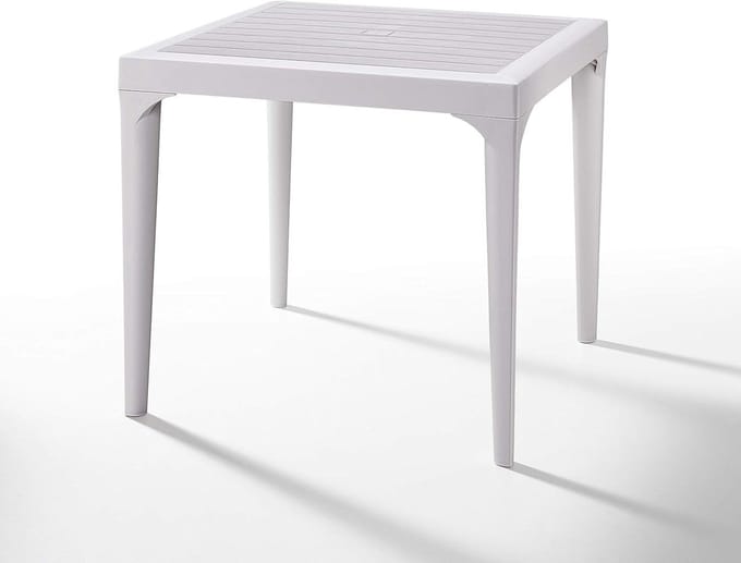 Tuin Tafel - Buitenmeubel - Buiten Eten - Houtlook Afwerking - 80x80 cm - Wit