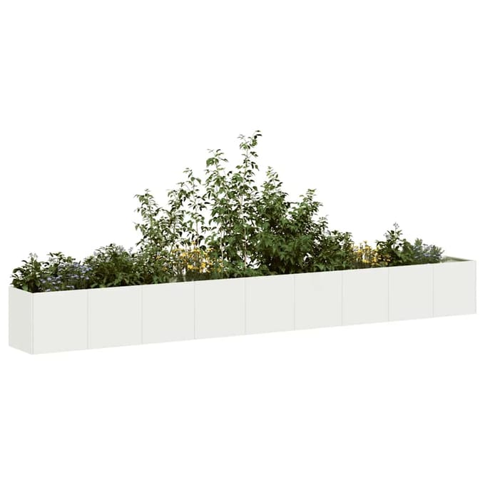 vidaXL - Plantenbak - 360x40x40 - cm - koudgewalst - staal - wit