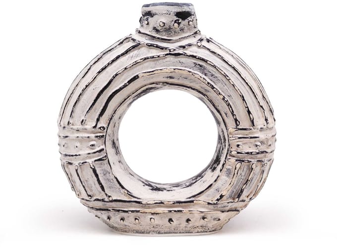 Ronde donutvormige vaas - crème 18 cm