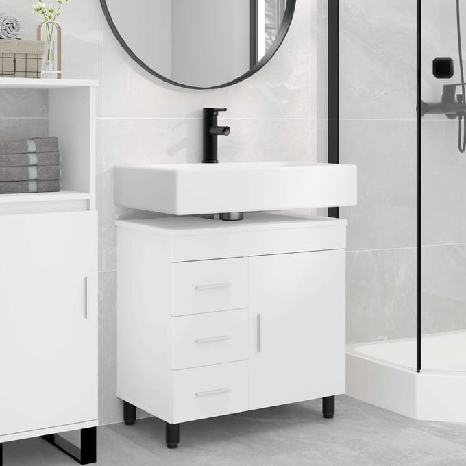 vidaXL - Badkamer - vaniteitsunit - Wit - 60 - x - 35 - x - 60 - cm - Bewerkt - hout
