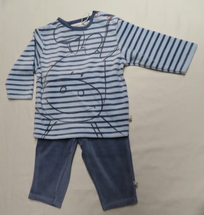 Noukie's - Pyjama - Velour -  2 delig - Paco - Streep -  9maand 74