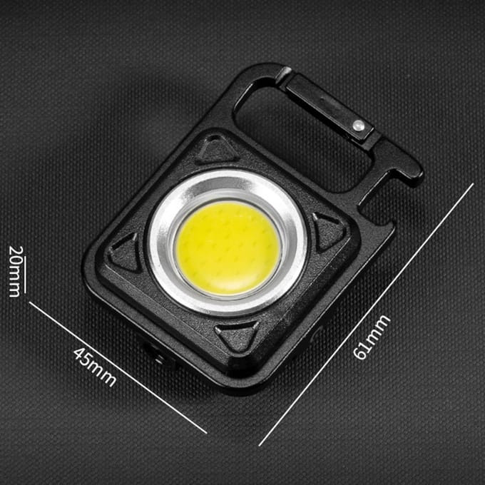 Mini porte-clés Portable, Source de lumière COB, lanterne de Camping, aimant puissant, crochet de verrouillage pliable noir