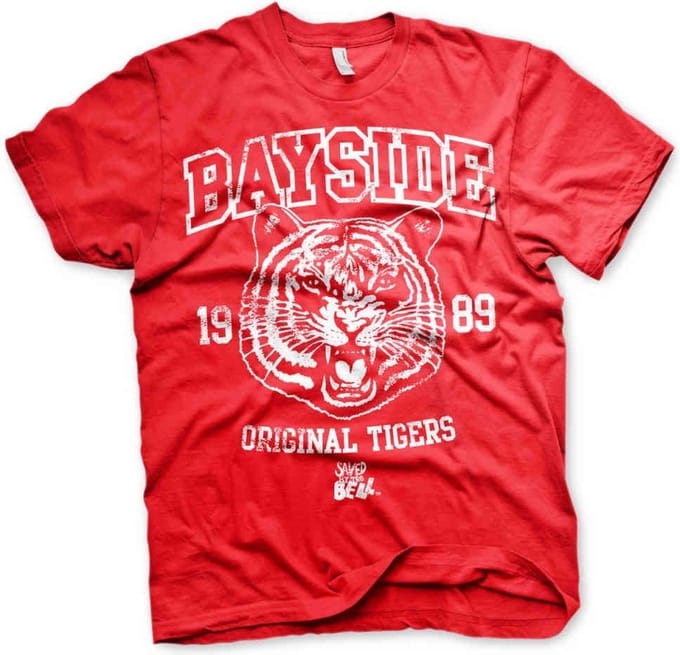 Saved By The Bell Heren Tshirt -M- Bayside 1989 Original Tigers Rood