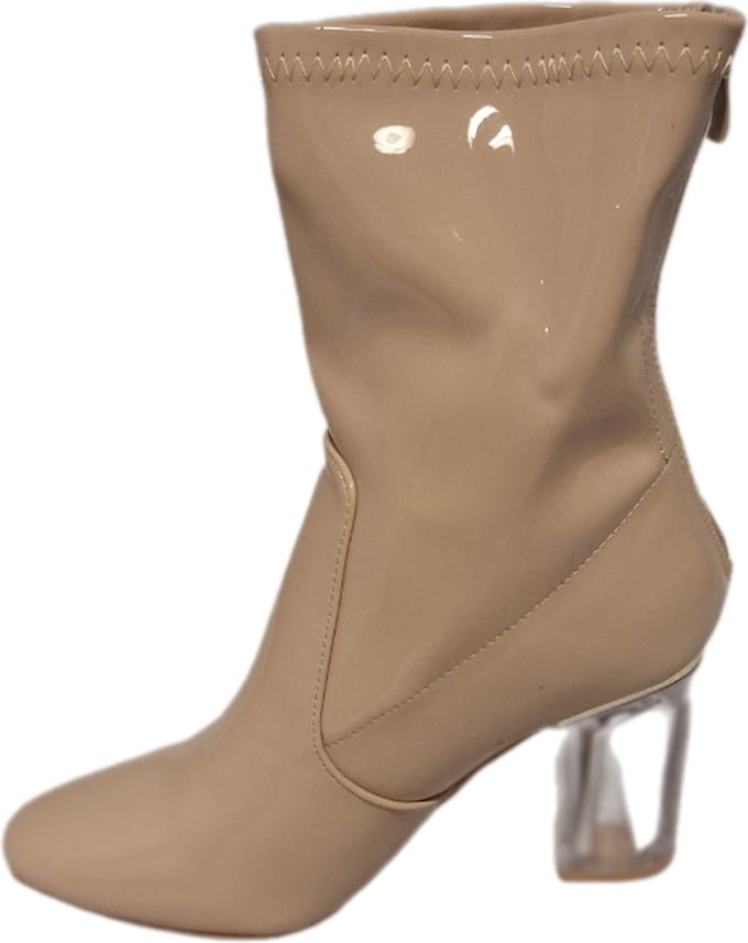 L.DAY-LAARSJE -MIRROR LEDER LOOK-BEIGE-GLAZEN HAK-8CM-39