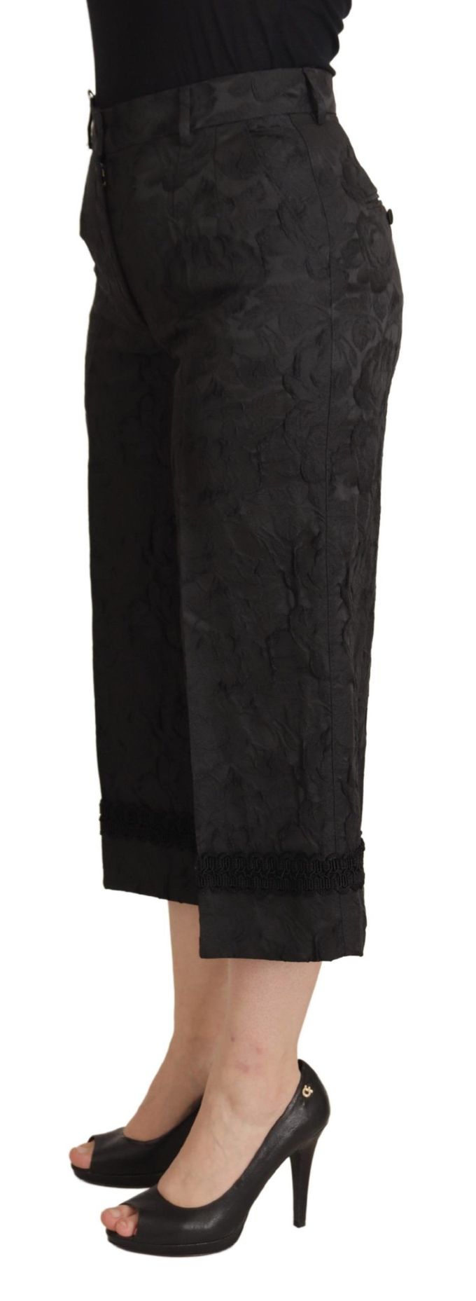 Dolce Gabbana Bloemige Culottes Zwart Kanten Rand