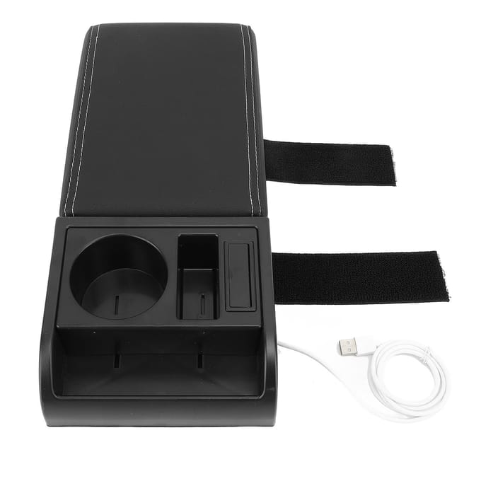 Auto Middenconsole Armsteunkussen met USB-interface Multifunctionele Verstelbare Breedte Armsteun wit