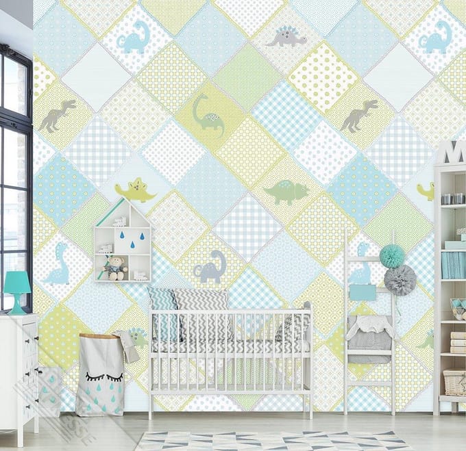 INGK Kinderbehang - Dino Love Blauw