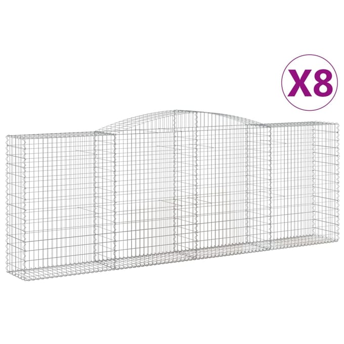 vidaXL - Schanskorven - 8 - st - gewelfd - 400x50x140/160 - cm - ijzer