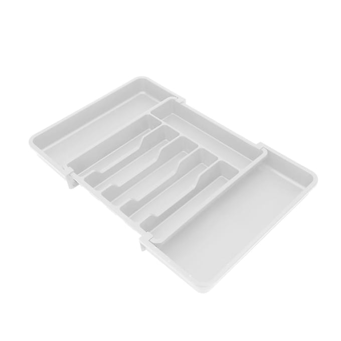 Uitschuifbare Lade Organizer Geclassificeerde Opbergruimte Bestek Bestek Keukengerei Bak voor Keuken Wit gray