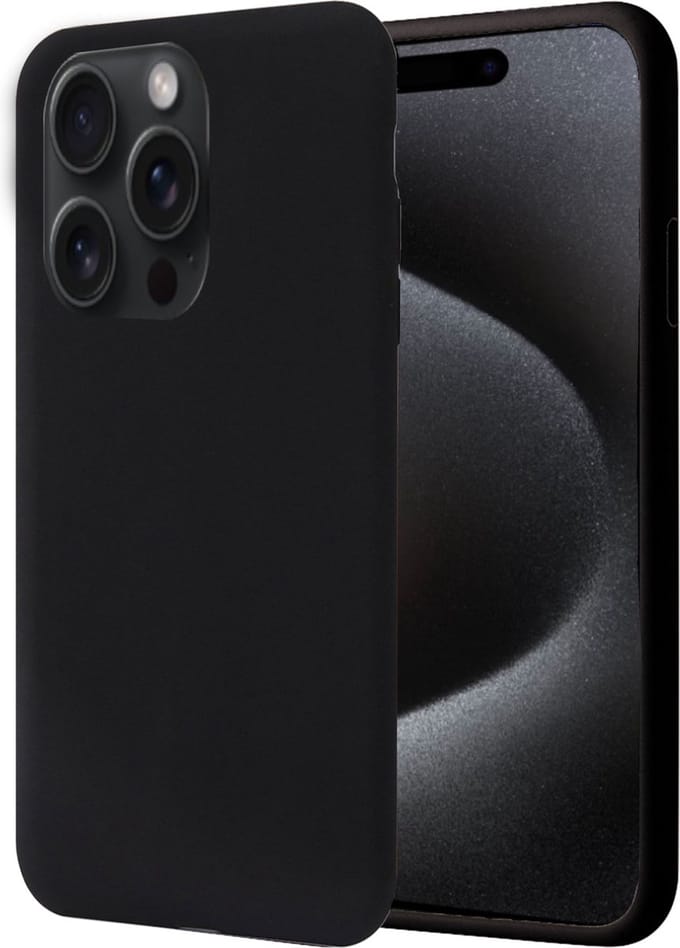 Geschikt voor iPhone 15 Plus Hoesje - Suède Back Cover Case Zwart