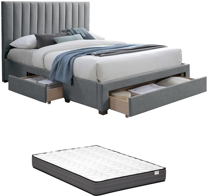 Vente-unique Bedframe stof grijs 160 x 200 cm