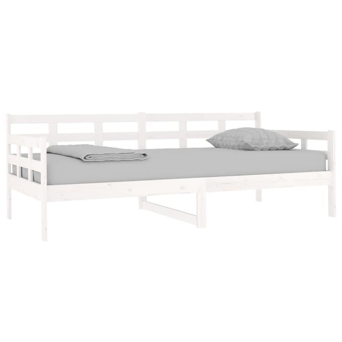 vidaXL - Slaapbank - massief - grenenhout - wit - 90x190 - cm