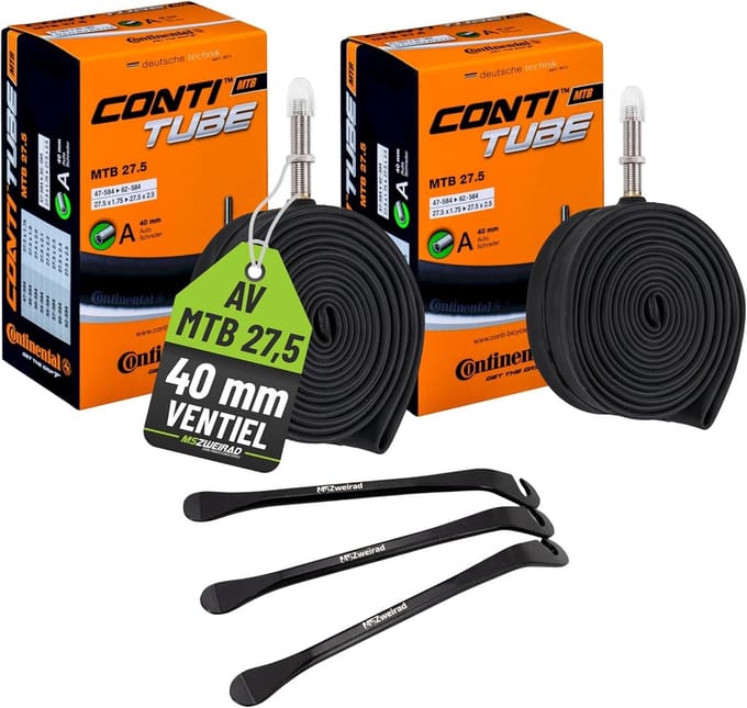 Set van 2 MTB Fietsbinnenbanden 27 inch met Bandenlichters