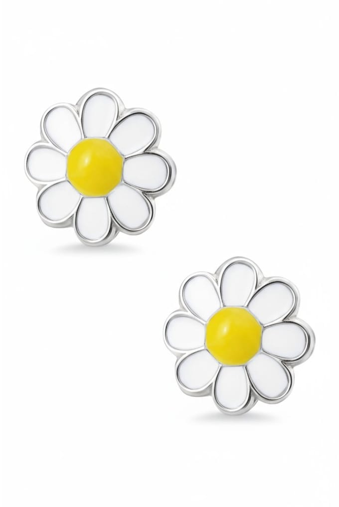 Kinder-Oorbellen Silber-Blume mit Epoxy