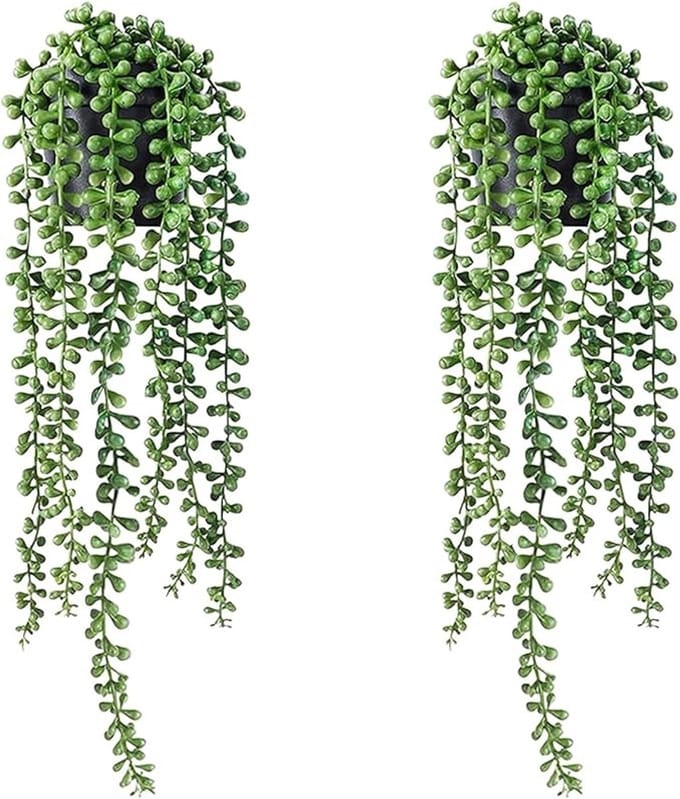 Set van 2 kunstmatige hangplanten met potten voor binnen