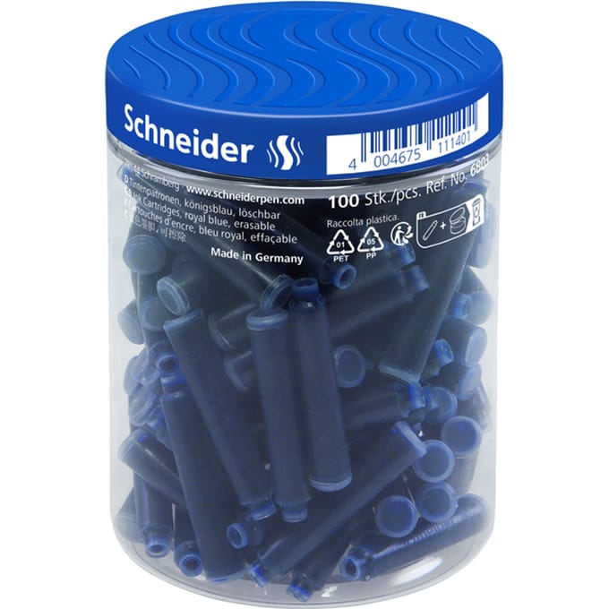 Inktpatroon Schneider din koningsblauw pot à 100 stuks