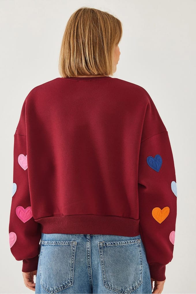 Geborduurd Hartpatroon Crewneck Sweatshirt