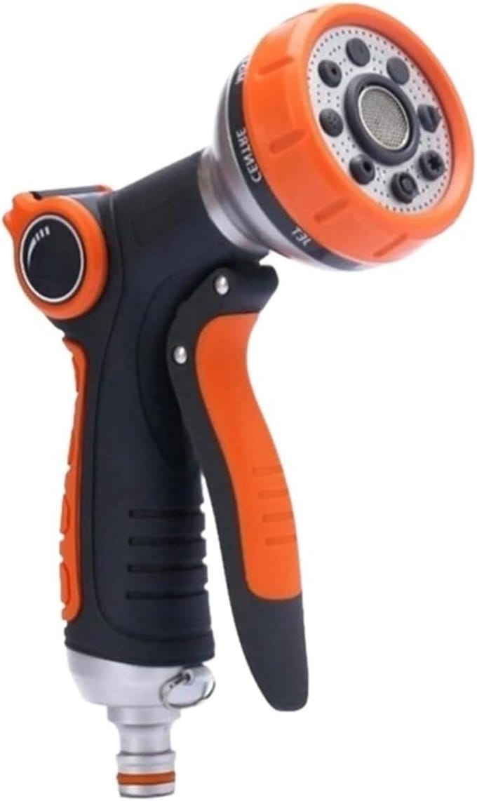 Slangpistool - Verstelbaar mondstuk - Tuin sproeien - 8 sproeipatronen - One Size - Grijs