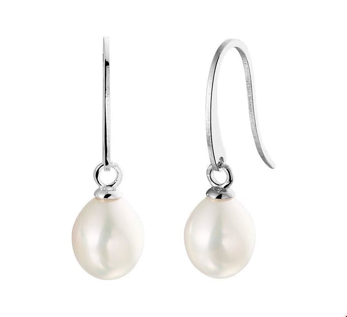 TFT Oorhangers Parel Zilver Gerhodineerd Glanzend 24 mm x 7.5 mm