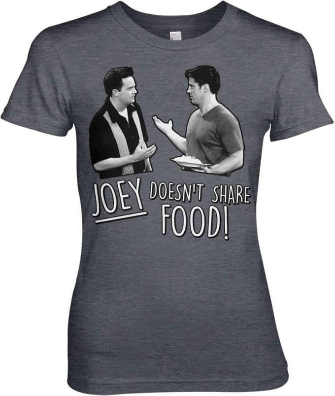 Friends Dames Tshirt -L- Joey Doesn't Share Food Grijs