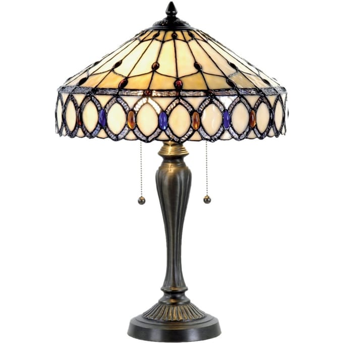 Lumilamp Tiffany Tafellamp Ø 40x58 cm Beige Bruin Glas