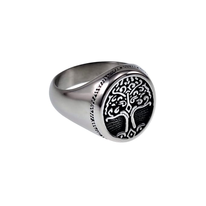 Zegelring Unisex - Gepolijst RVS - Ovale Ring met Levensboom Dames - Heren