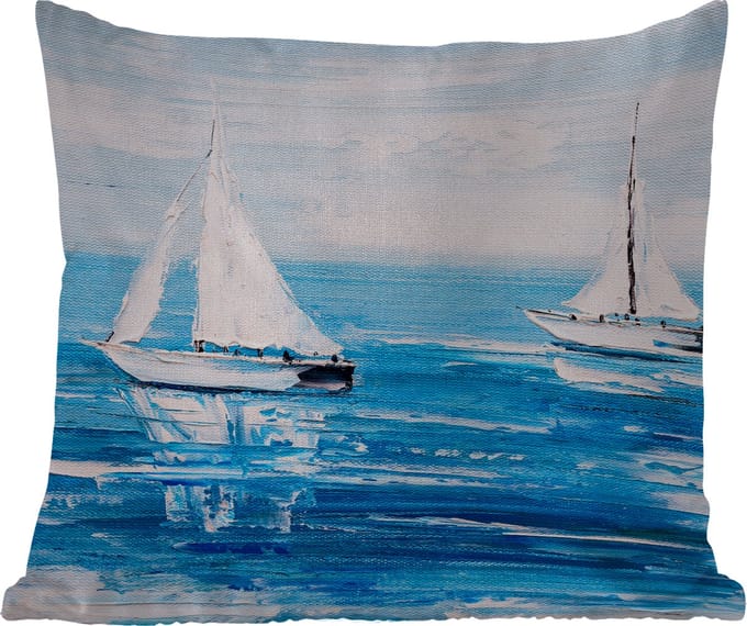 Buitenkussen - Schilderij - Olieverf - Boot - Water - 45x45 cm - Weerbestendig