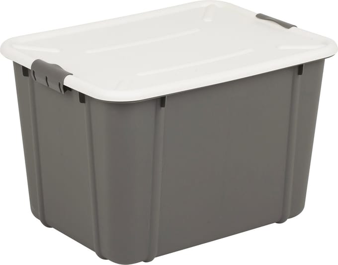 BranQ Velur - Opslagcontainer met deksel 30L - Opberger - donkergrijs