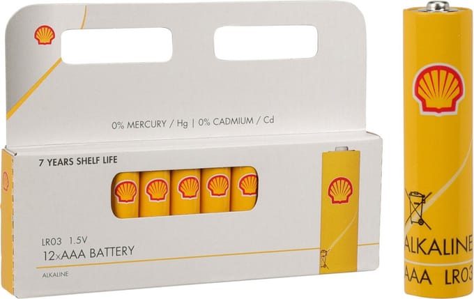 Shell Batterijen - AAA type - 12x stuks - Alkaline - Long life