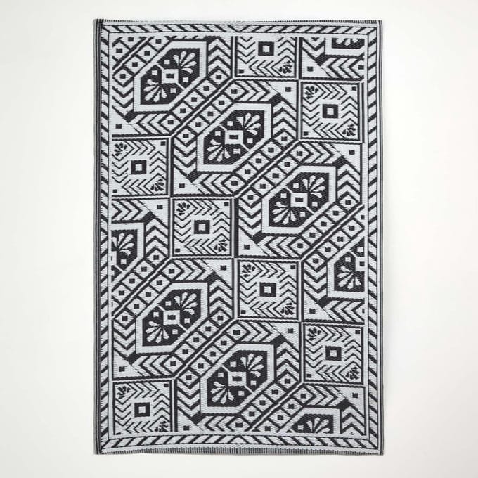 Homescapes buitenkleed zwart–wit patroon, 122 x 182 cm