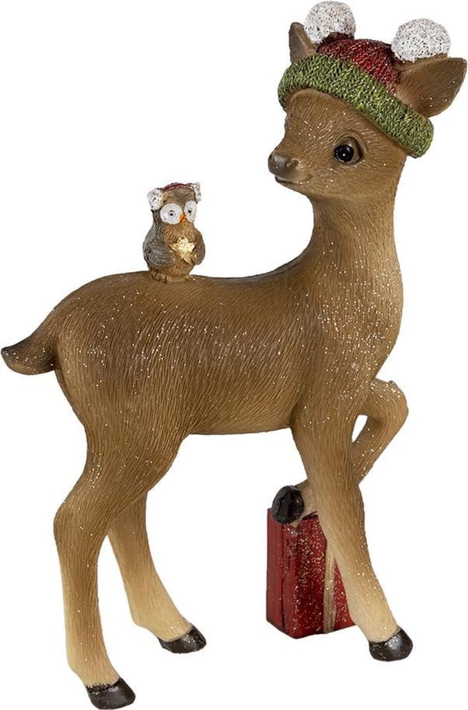 Clayre & Eef Beeld Hert 16x8x24 cm Bruin Kunststof