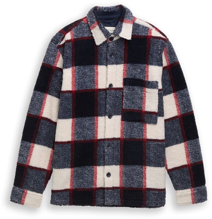Tom Tailor - Teddy overshirt met ruitjespatroon - Maat XXL - blue big check
