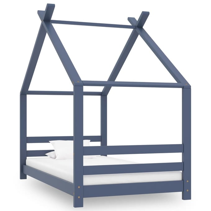 vidaXL - Kinderbedframe - massief - grenenhout - grijs - 80x160 - cm