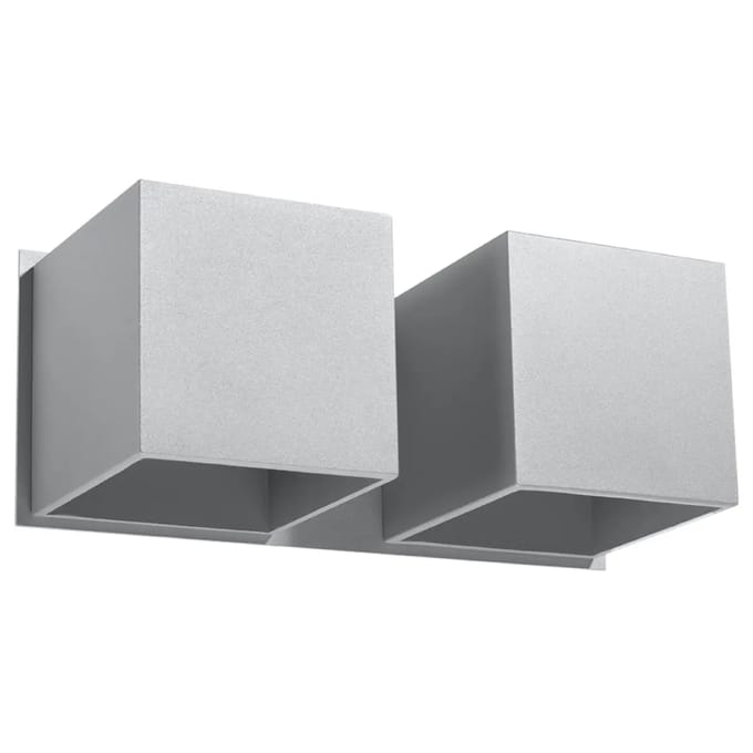 Wandlamp QUAD 2 met 2 lichtpunten naast elkaar - Sollux Lighting - IP20 - Grijs aluminium behuizing - 26 x 12 x 11 cm - 2 x G9 LED, exclusief lichtbron - 2 x 8 W - Moderne wandlamp voor gang, hal en woonkamer