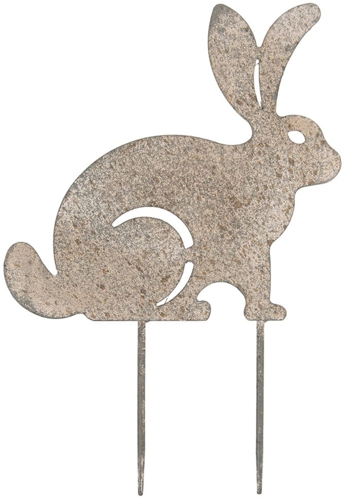 Clayre & Eef Tuinsteker Konijn 28x1x41 cm Grijs Metaal