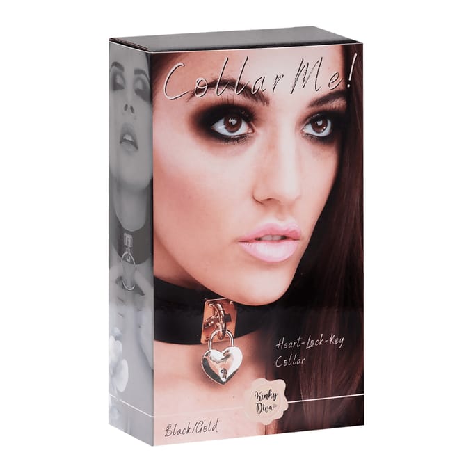 Kinky Diva – Hartvormige Collar met slot en sleutel - Goud