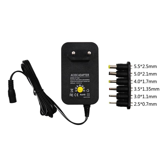 3V 4.5V 5V 6V 7.5V 9V 12V 2A 2.5A AC/DC-adapter Verstelbare universele stroomadapter 30W US Plug