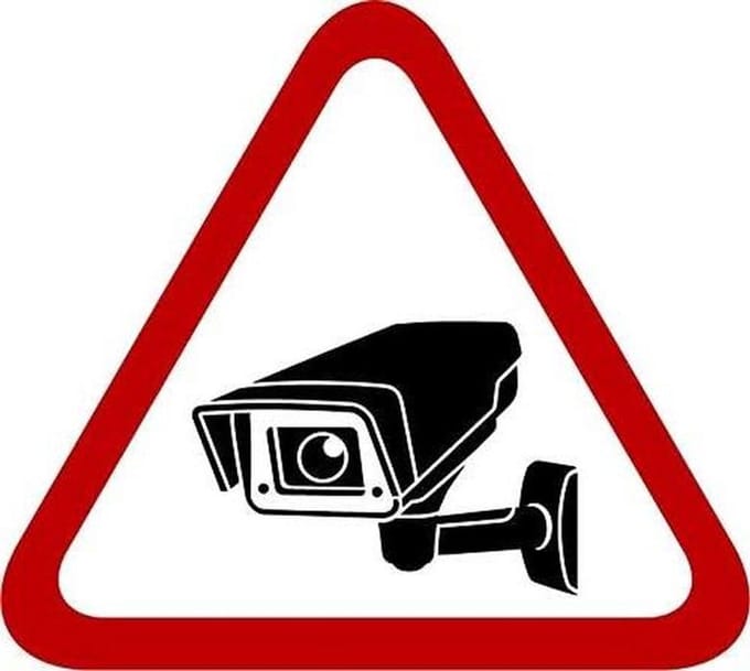 PVC-paneel Beveiligingscamera - Waarschuwingsbord Camera - Veiligheid Aangeven - Directe Druk - 12 x 10 cm - Wit