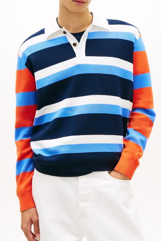 Tommy Hilfiger Tjm Regular Woven Rugby Sweater Blue Twilight Größe: L | Pullover Outlet | Herren | Blau