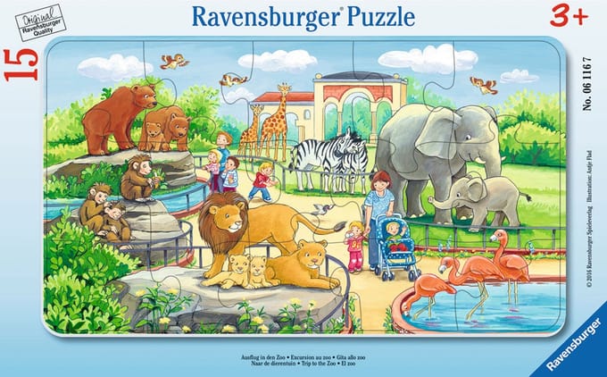 Ravensburger puzzel kinderpuzzel Zoo 15 stukjes karton.