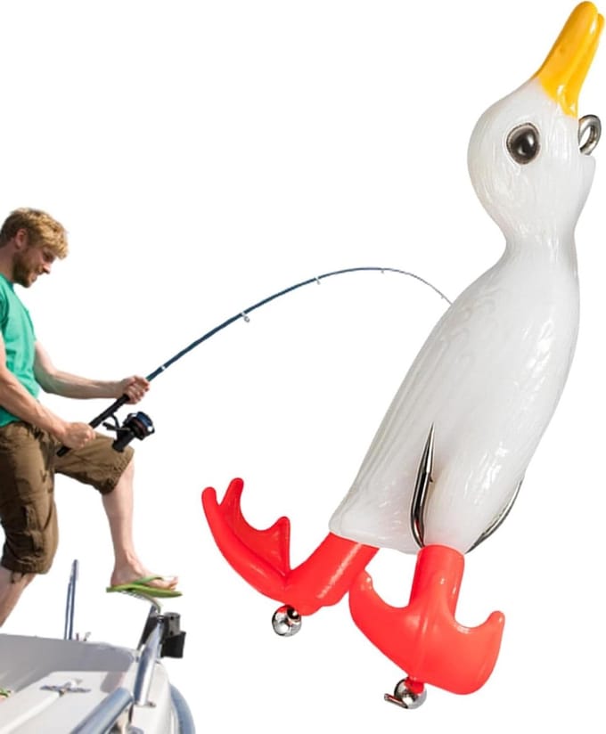 Eend Lokaas - Drijvend Kunstaas - Vissen Op Baars - Realistische Beweging - 9 cm - Wit