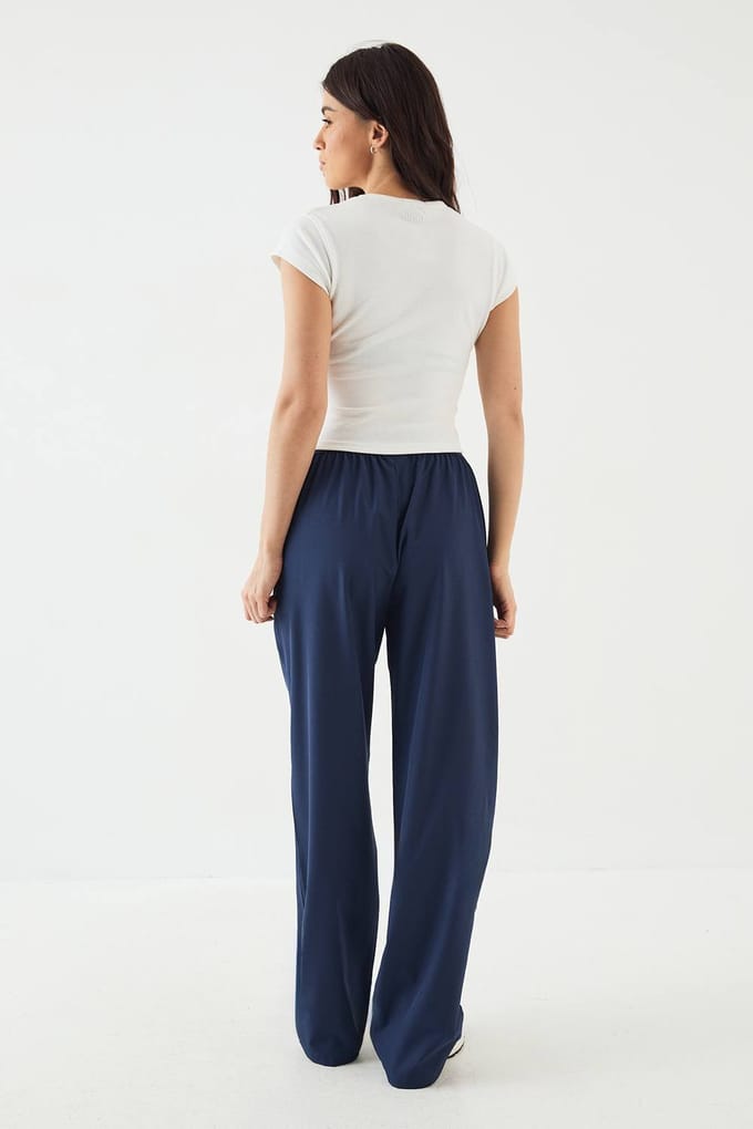 Dames DSGN Studio Broek met Elastische Taille en Rechte Pijpen | Marineblauw | Maat: 2XL