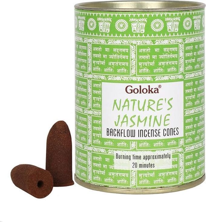 Goloka jasmijn backflow wierookkegels - 1 blikje 24 kegels