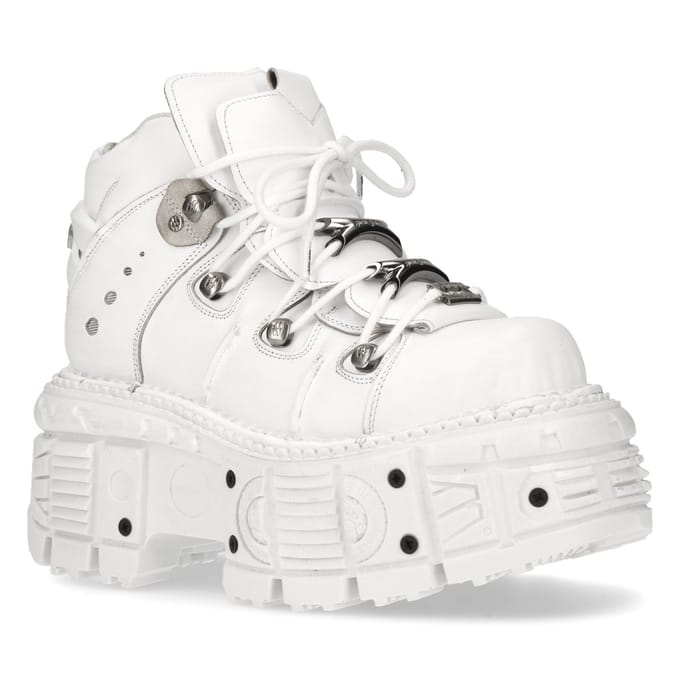 New Rock Unisex wit lederen gotische punklaarzen - M-TANK106-C1