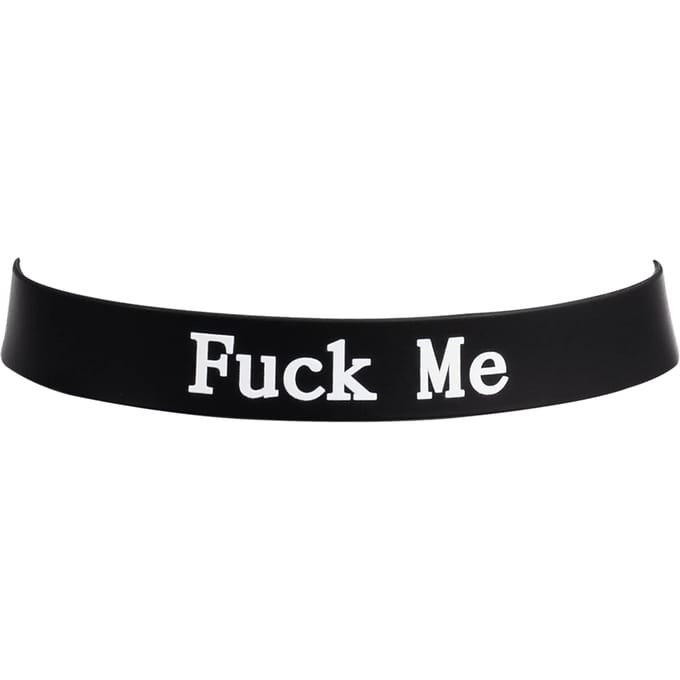 Rimba - Halsband - Collar Met Tekst - FUCK ME - Siliconen - Zwart