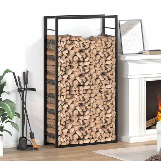 vidaXL - Haardhoutrek - Matzwart - 80x28x154 - cm - Staal