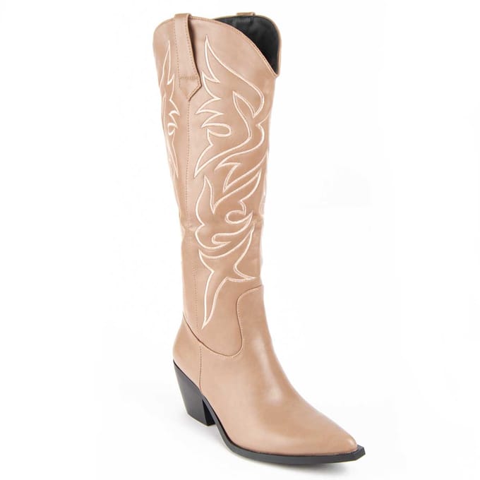 Bota Cowboy Para Mujer.  Montevita  Botarey  100688 36 beige