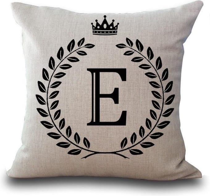 Kussenhoesje met de letter E | Canvas sierkussenhoes 45 x 45 cm