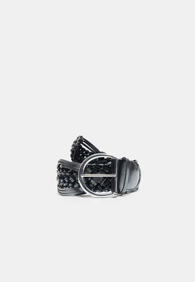 Stradivarius Brede gevlochten riem  Zwart 90