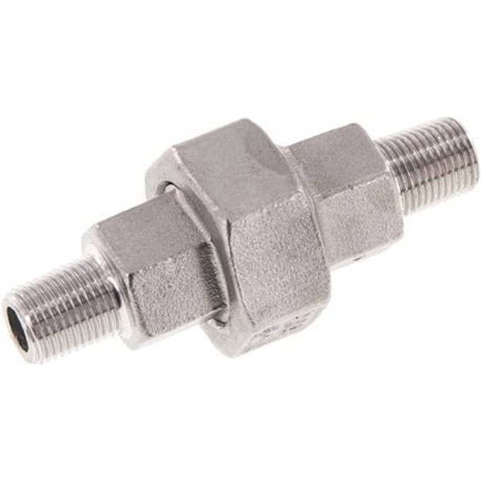 R 1/8'' RVS Borstnippel 3-delig met Conische afdichting 16 Bar